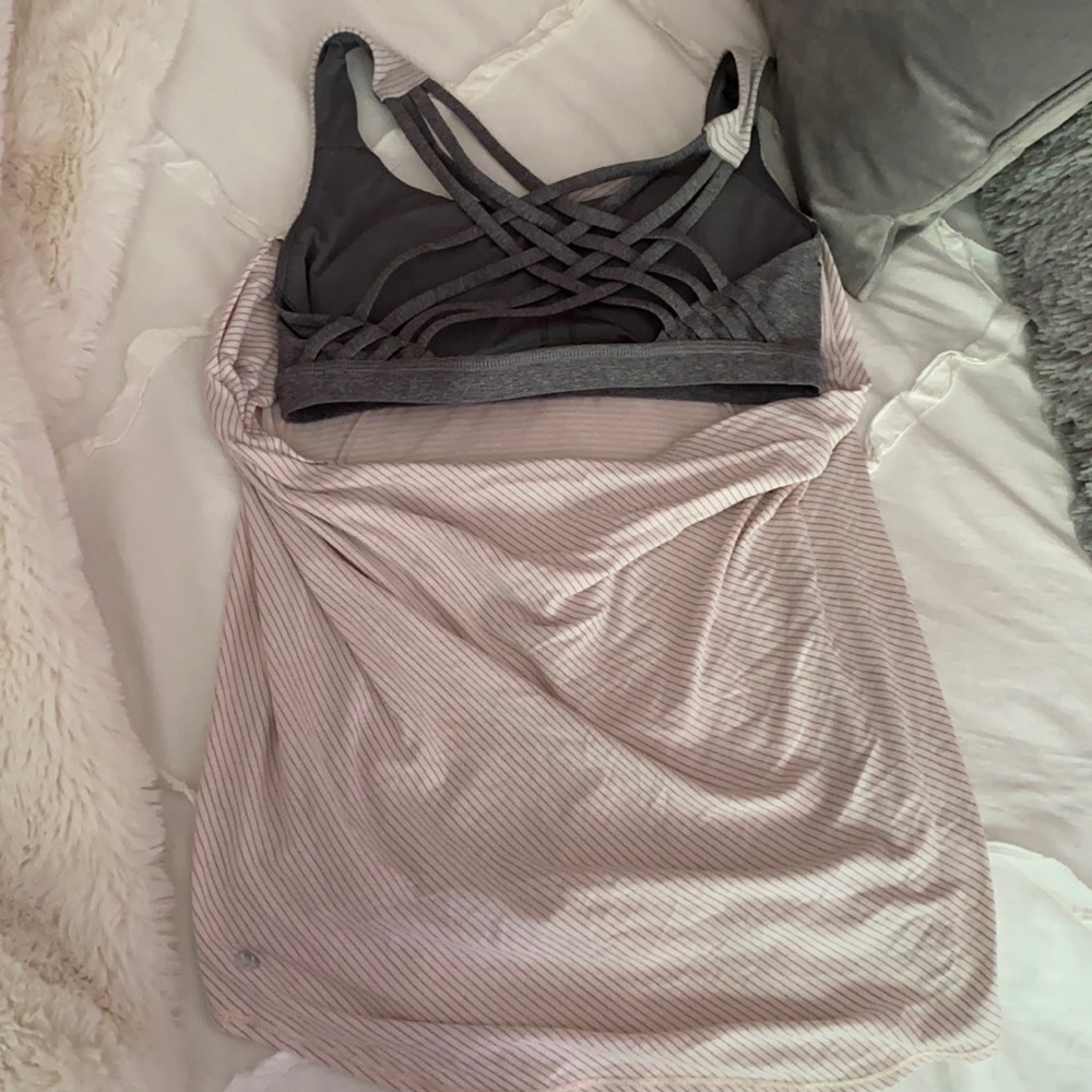 Lululemon tank top with built in bra and open back. So cute and fun.